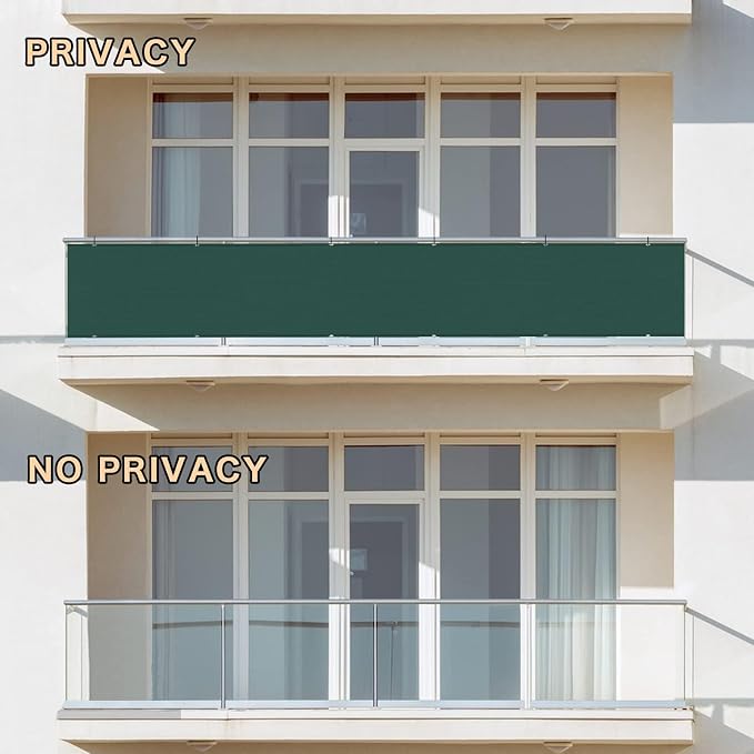 Custom Size 3'x14' Dark Green Balcony Privacy Screen 90% UV Block | Windscreen - Image 5