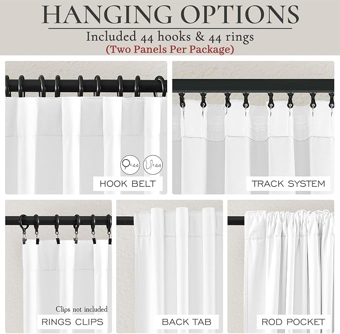 Pure White Blackout Curtains 60 Inches Extra Wide Modern Linen 84 Inch Length - Image 4