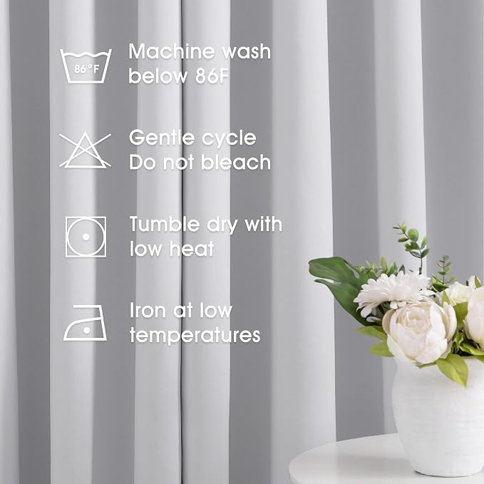 HOMEIDEAS Greyish White Blackout Curtains 42 X 63 Inch 2 Panels Room Darkening - Image 5