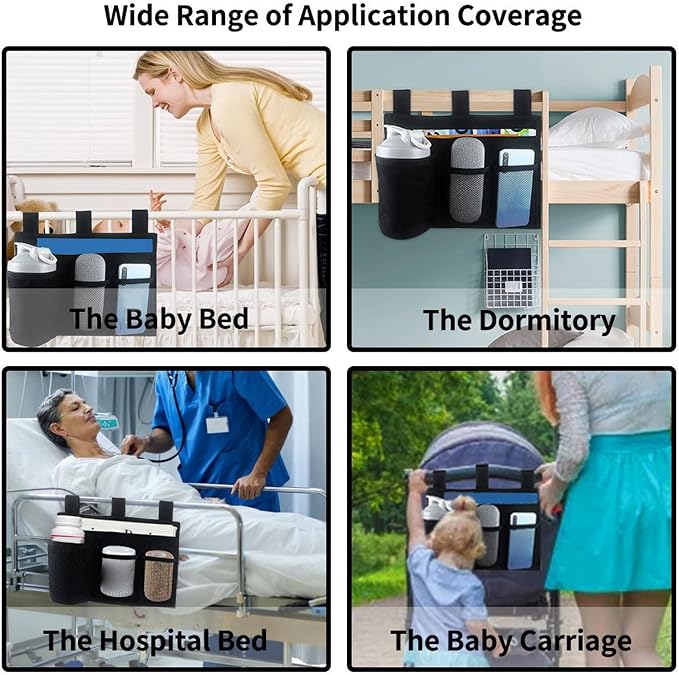 Buachois Hanging Bedside Caddy, Bedside Storage Organizer - Image 3