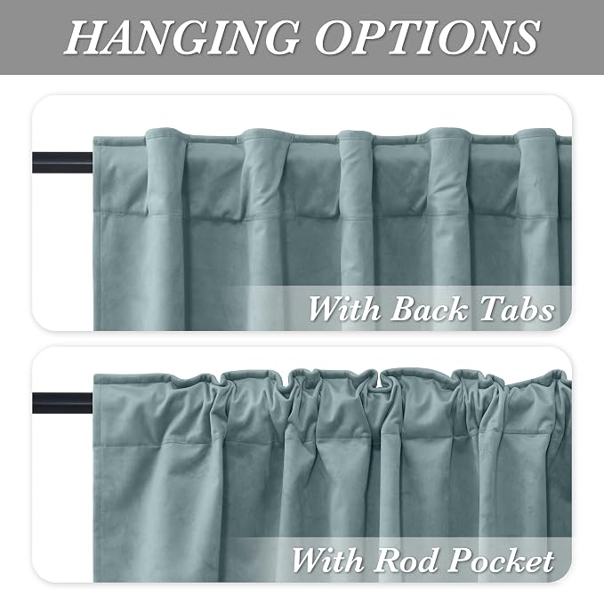 RYB HOME 100% Blackout Blue Velvet Curtains 90 inches Long, Back Tab Thermal - Image 3