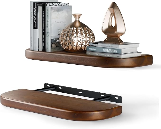 BATODA Set of 2 17" Acacia Wood Floating Shelves by BATODA