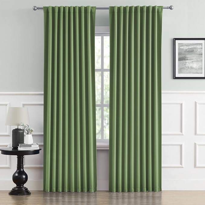 Blackout Curtains Sage Green for Bedroom Living Room 84 Inches Long by DUALIFE
