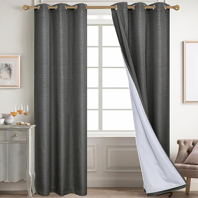Diraysid 100% Blackout Curtains Dark Grey Linen Curtains by Diraysid%2C+refresh+your+life