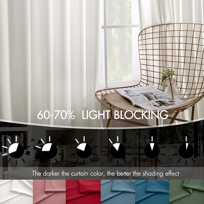 MIULEE Velvet Curtains 50W x 63L 2 Panels Ivory Blackout Curtains | Luxury - Image 4