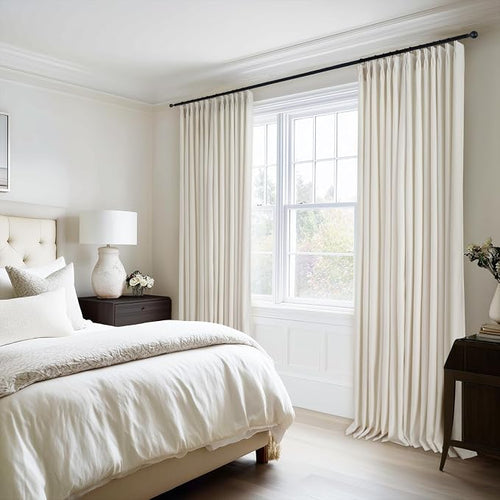 102 Inch Long Ivory Velvet Pinch Pleated Curtains - Image 2