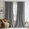 MIULEE Grey Velvet Pinch Pleat Blackout Curtains W52 X L84 Inches | 2 Panels by MIULEE