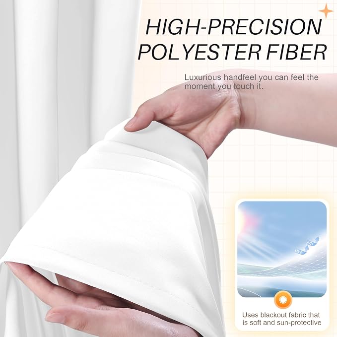 Etherealveil Pure White Pinch Pleated Semi Blackout Curtains 2P 40"x84" | Back - Image 5