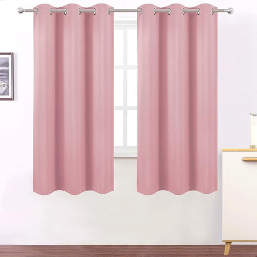 100% Blackout Curtains 40 x 63 Inch/Pink Curtains 2 Panels - Image 2