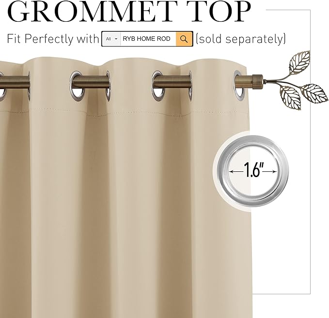 RYB HOME Blackout Room Divider Curtains - Image 2
