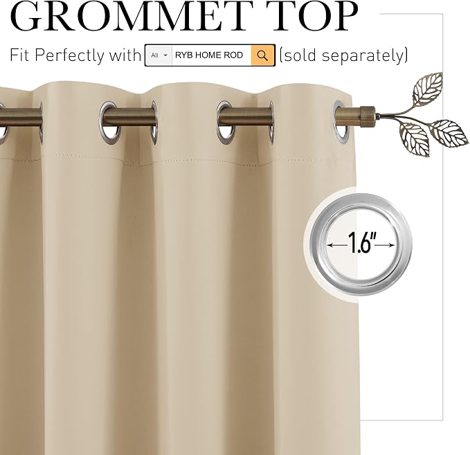 RYB HOME Privacy Curtain for Sliding Glass Door Locker Room Basement Closet | - Image 2
