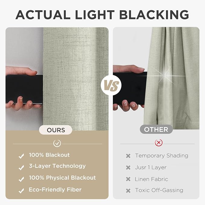 Joydeco Blackout Curtains 90 Inches Long 2 Panels Burg, Room Darkening Curtains - Image 6