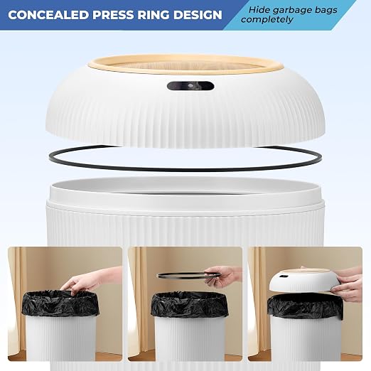 Pukomc 2 Pack Automatic Trash Can 12L /3 Gallon and 10L /2.64 Gallon | Bathroom - Image 6