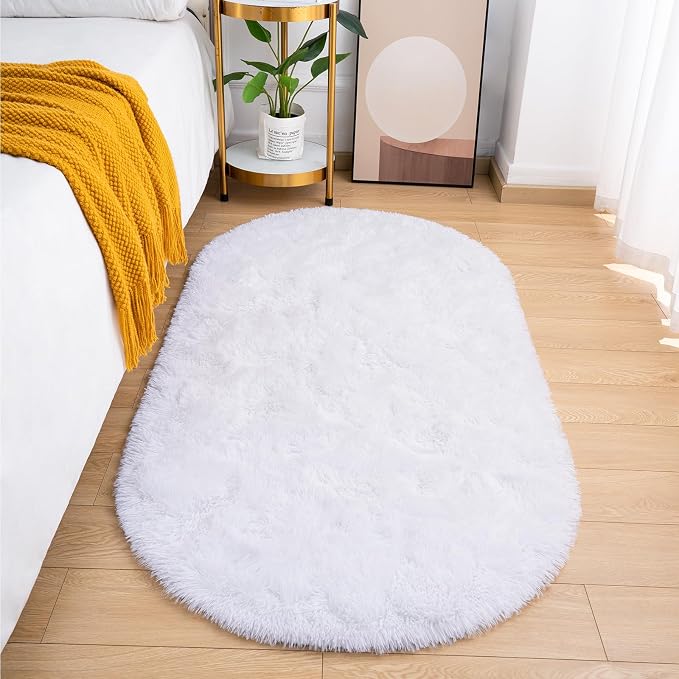 Goideal Fluffy Bedroom Rug, Small Oval Area Rugs, 2.6 x 5.3 Feet by Goideal