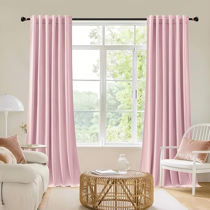 84 Inch Pink Velvet Curtains for Bedroom Back Tab Drapes Thermal Insulated | - Image 4
