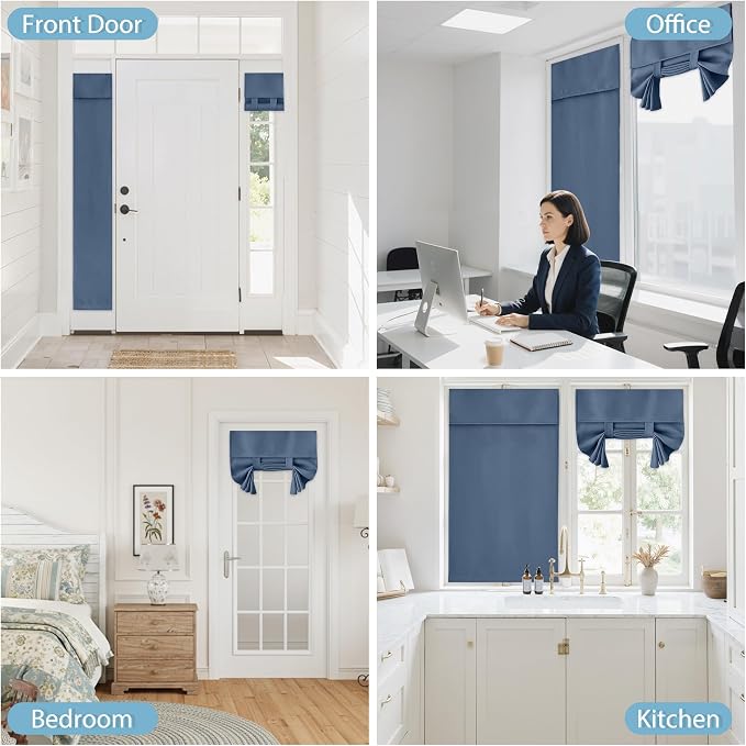 RYB HOME Blackout Door Curtain for Patio Front Tricia French Door Window | - Image 9
