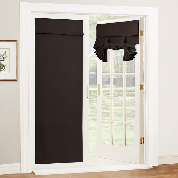 RYB HOME Blackout French Door Curtain, No Drill, W26 x L72, 1 Panel | Self by RYBHOME