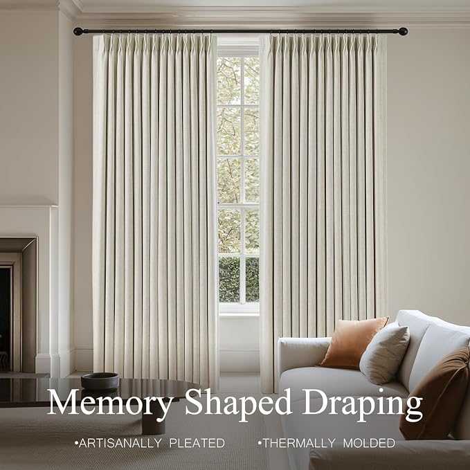 Pinch Pleated Linen Curtains 100% Blackout 96 Inches Long - Image 6