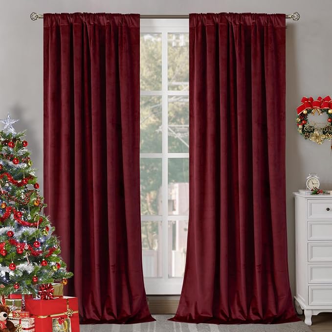 BGment Red Velvet Curtains 84 Inch - Image 2