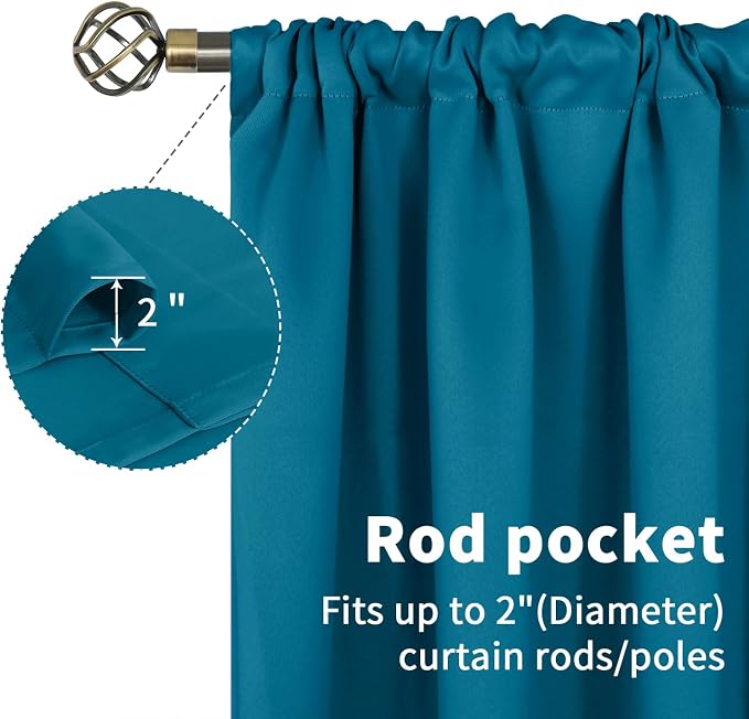 BGment Teal Blue Blackout Curtains 2 Panels Set - Image 4