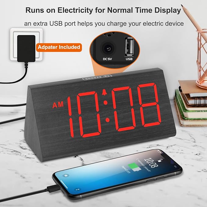 DreamSky Wooden Digital Alarm Clock - Image 5