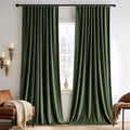 MIULEE Olive Green Velvet Pinch Pleat Blackout Curtains W52 X L90 Inches | 2 by MIULEE