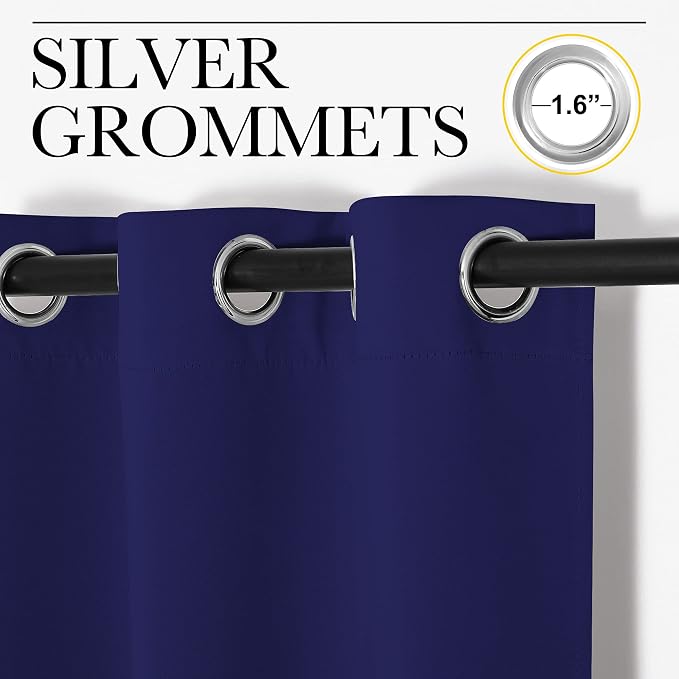 NICETOWN Navy Blue Blackout Curtains 68 inches Length - Image 2