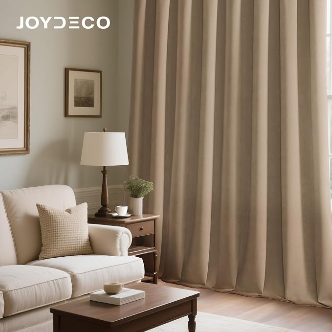 Joydeco Velvet Blackout Curtains Black Out Curtain 108 Inch Drapes | - Image 4