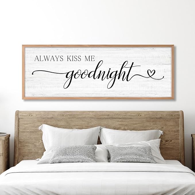 Always Kiss Me Goodnight Wall Sign Above Bed 41.3''×15'' Large Farmhouse Wall by Rutiyoka