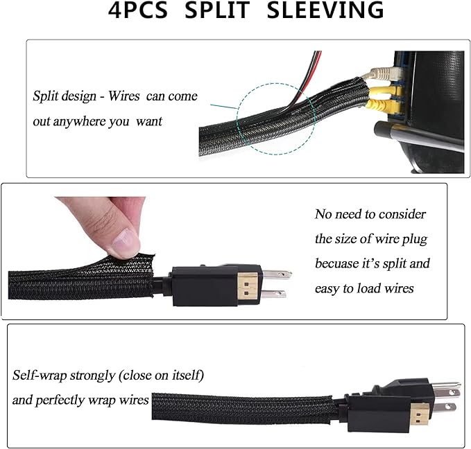 N NOROCME 192 PCS Cable Management Kit 4 Wire Organizer Sleeve | 11 Cable Holder - Image 5