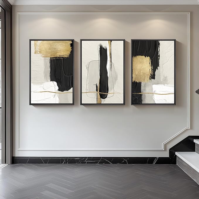 Framed Modern Black and White Abstract Wall Art - Image 4