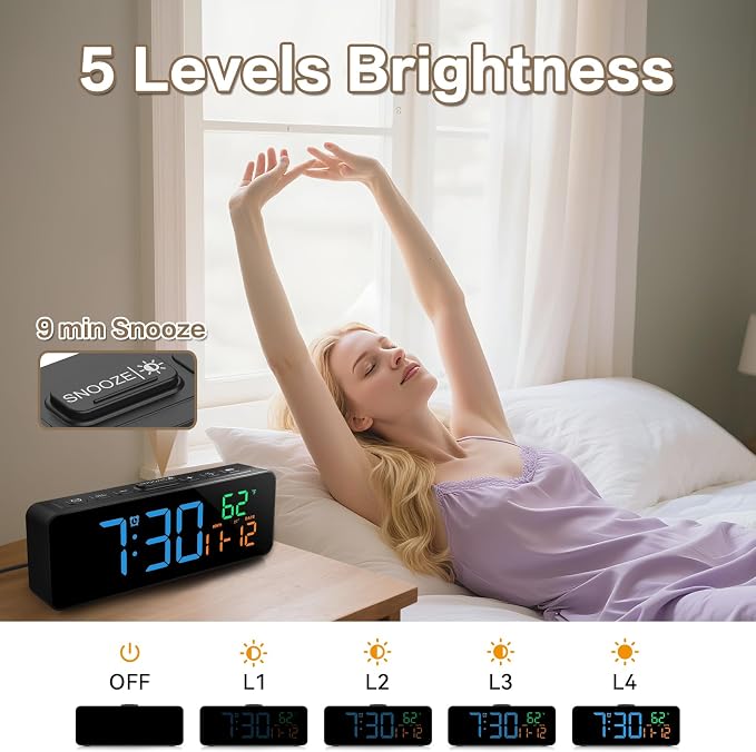 3-in-1 Digital Clocks for Living Room, Small & Compact Alarm Clock | Temperature - Image 5