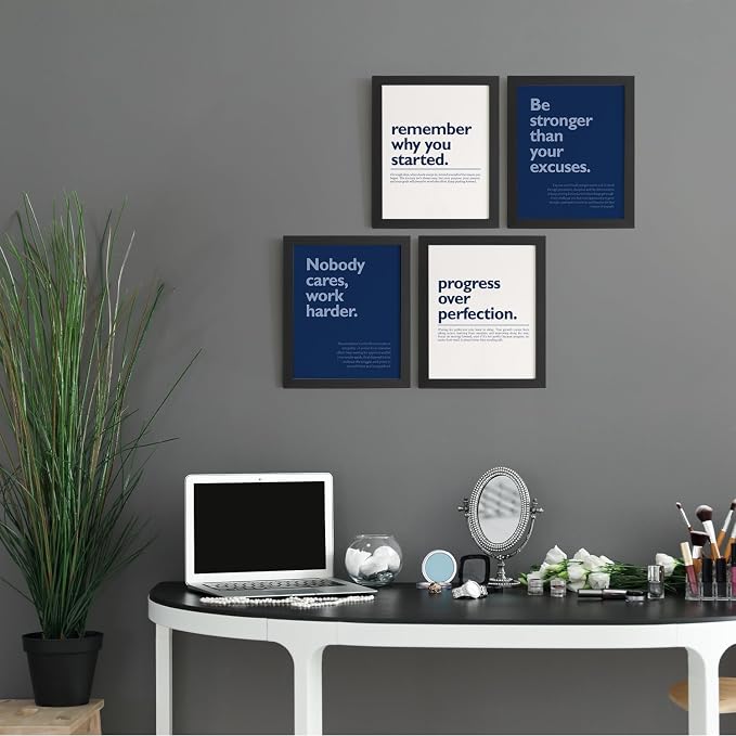 DSHFG Navy Blue Motivational Inspirational Office Wall Art Decor Prints | - Image 4