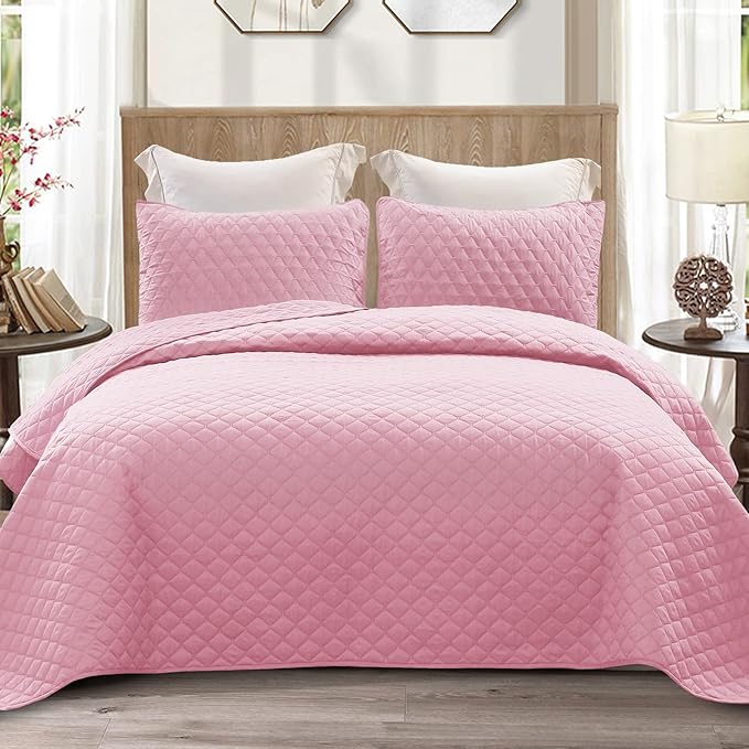 Exclusivo Mezcla Reversible Twin Quilt Bedding Set, Bright Pink | Lightweight by ExclusivoMezcla