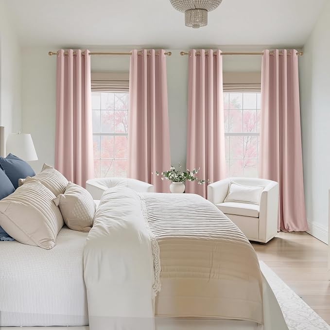 NICETOWN Blush Pink Room Darkening Curtains 86 Inches Long 2 Panels - Image 9