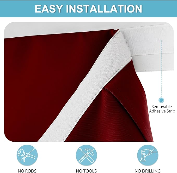 RYB HOME Blackout French Door Curtain, No Drill, W26 x L72, 1 Panel | Self - Image 2