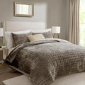 RECYCO Channel Box Stitch Velvet Quilt Set, Twin/Twin XL Size, Mocha Brown | by RECYCOHOMECOLLECTION