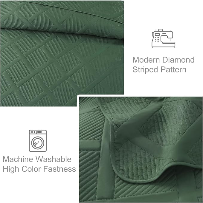 Exclusivo Mezcla Quilt King Size, Olive Green | Soft Bedspreads - Image 5