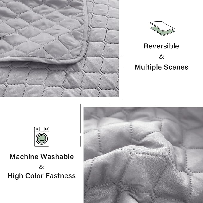 Exclusivo Mezcla Reversible King Size Quilt Bedding Set, Light Grey | - Image 6