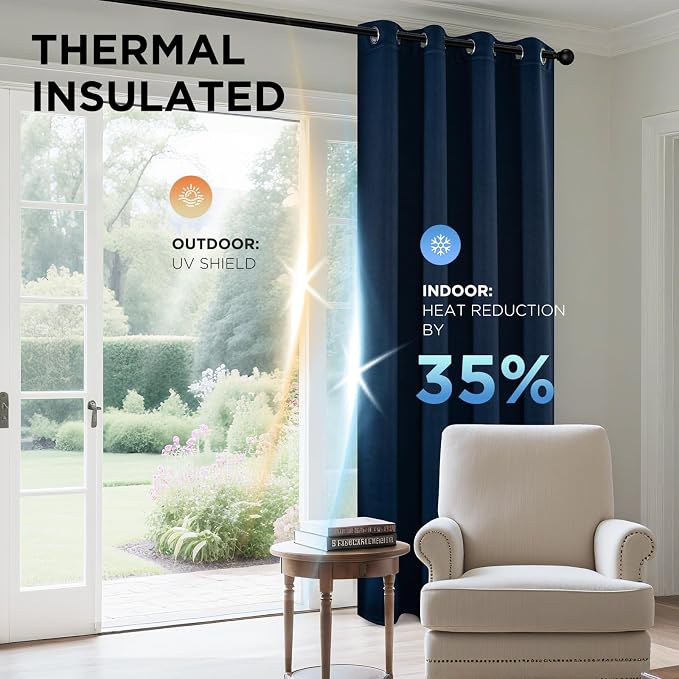 Joydeco Blackout Curtains 108 Inches Long 1 Panel, Thermal Insulated Long - Image 4