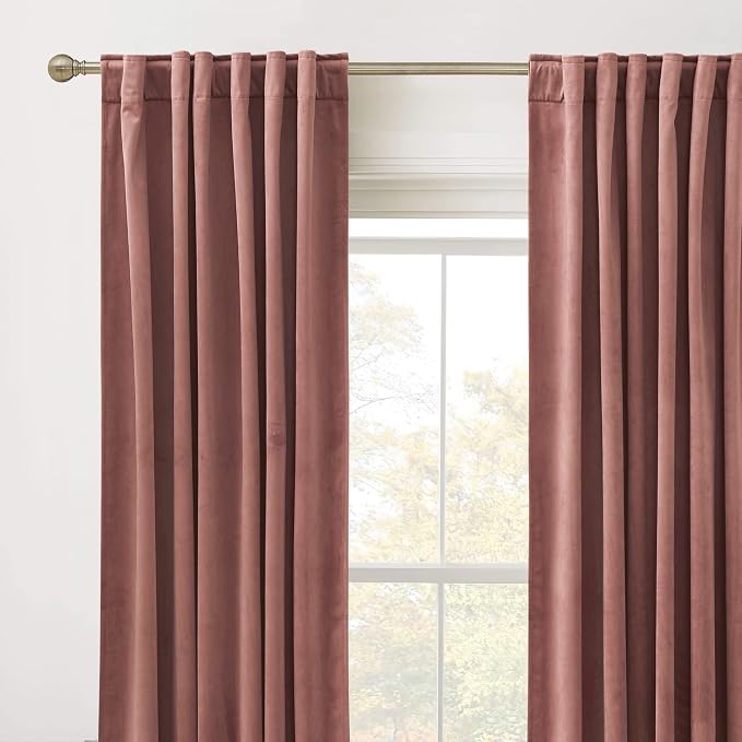 RYB HOME Wild Rose Velvet Blackout Curtains - Image 2