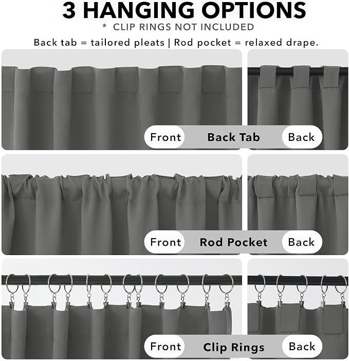 Deconovo Room Darkening Curtains Back Tab and Rod Pocket Curtains Thermal - Image 2