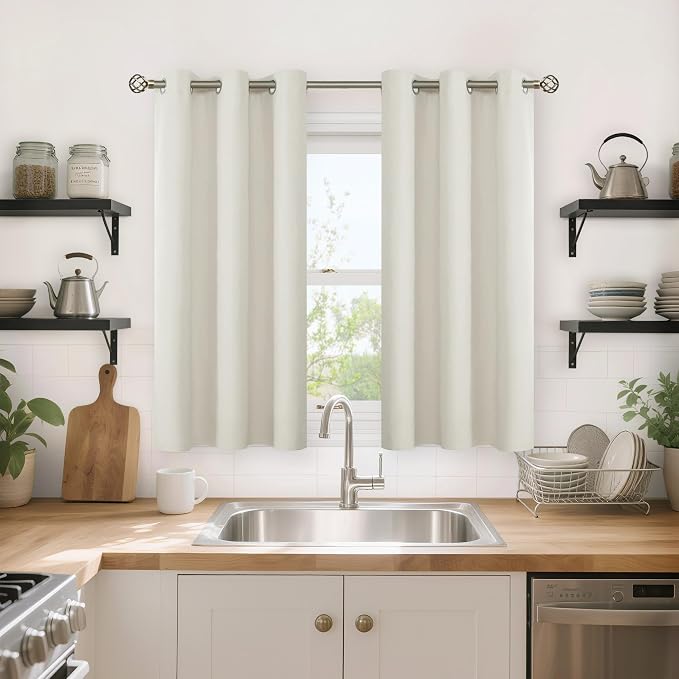 YoungsTex Linen Blackout Curtains 45 Inch Length, Grommet Darkening Drapes | - Image 4