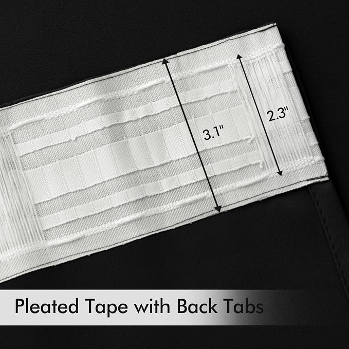 MIULEE Black Back Tab Blackout Curtains 52x90 Inch Long 2 Panels Set | Rod - Image 4
