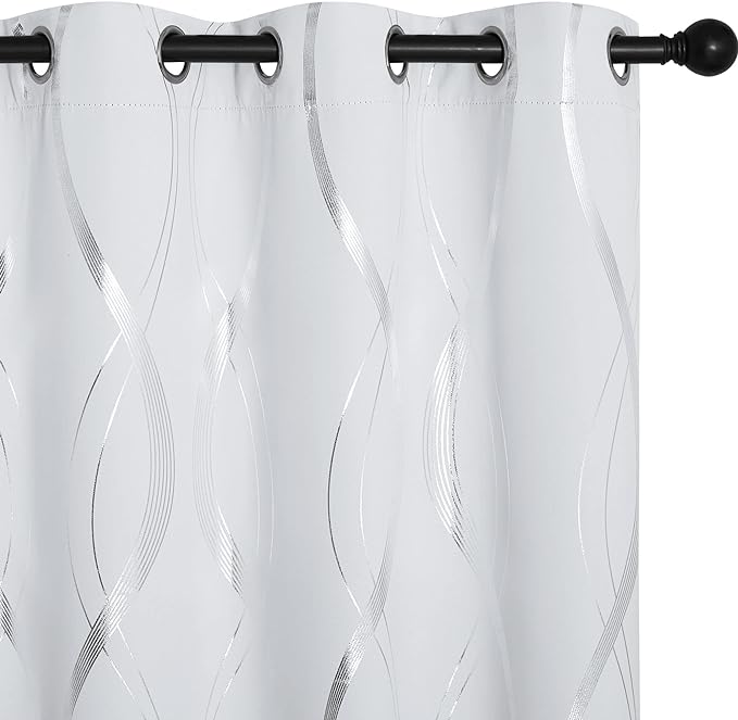 NICETOWN Greyish White Room Darkening Curtain Panels, 2 Panels, Window - Image 2