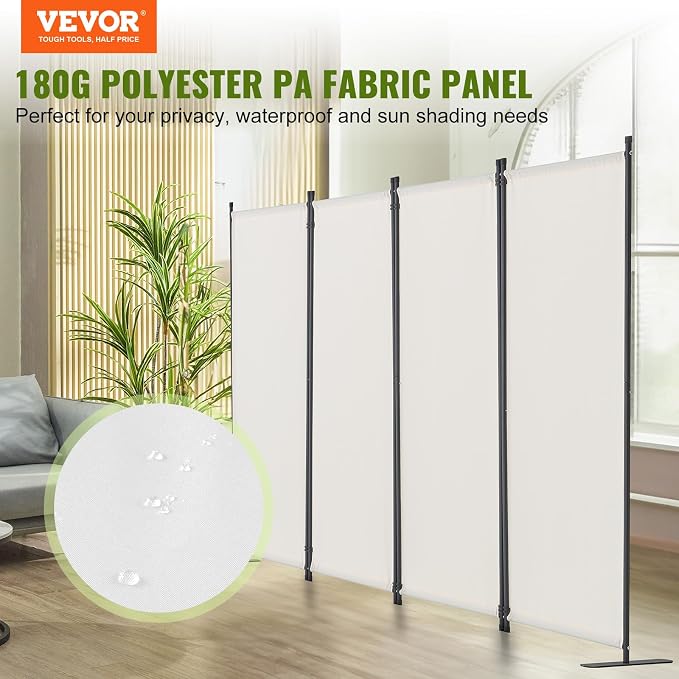 VEVOR Room Divider, 4 Panel Room Dividers and Folding Privacy Screens, Fabric - Image 2