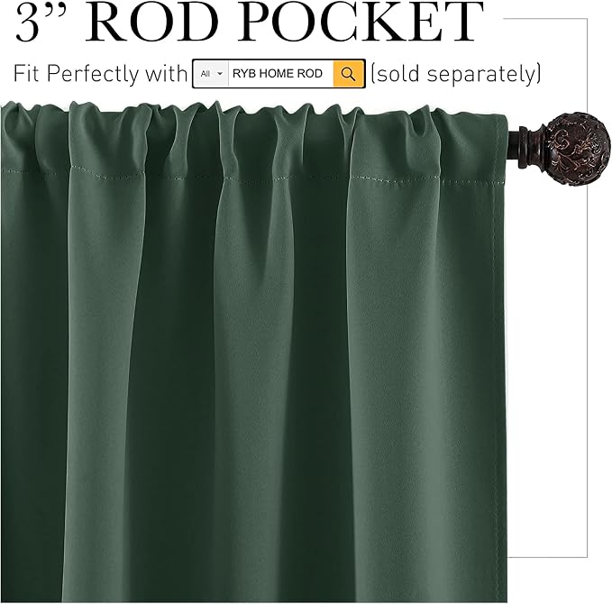 RYB HOME Blackout Curtains for Bedroom Living Dining Room 84 inches Long | - Image 3