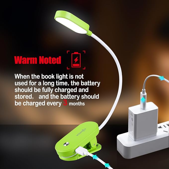 VAVOFO Rechargeable Book Light, 14 LEDs Eye Care Clip On Amber Reading Light - Image 6