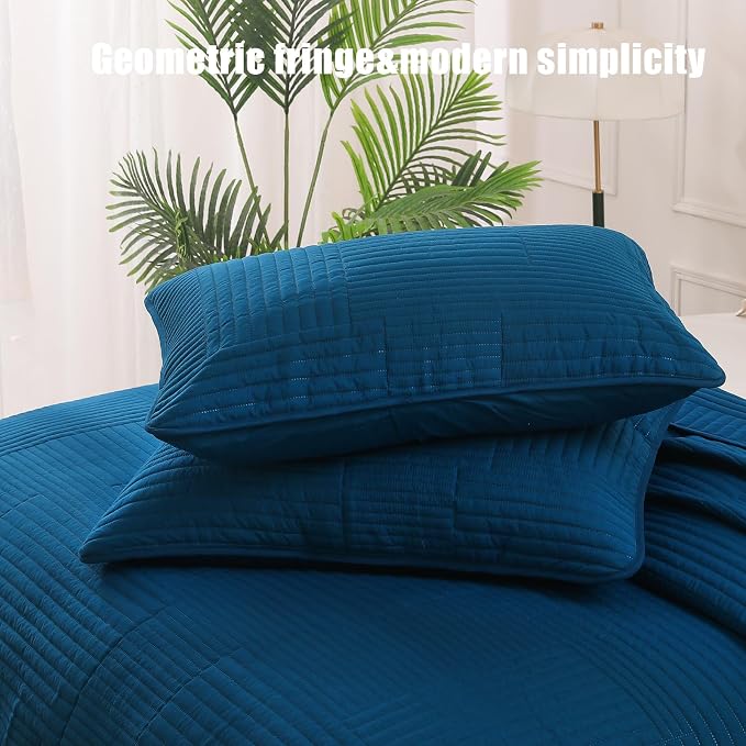 Whale Flotilla Ultra Soft Twin Quilt Bedding Set, Lightweight Fall Blue Quilts - Image 6