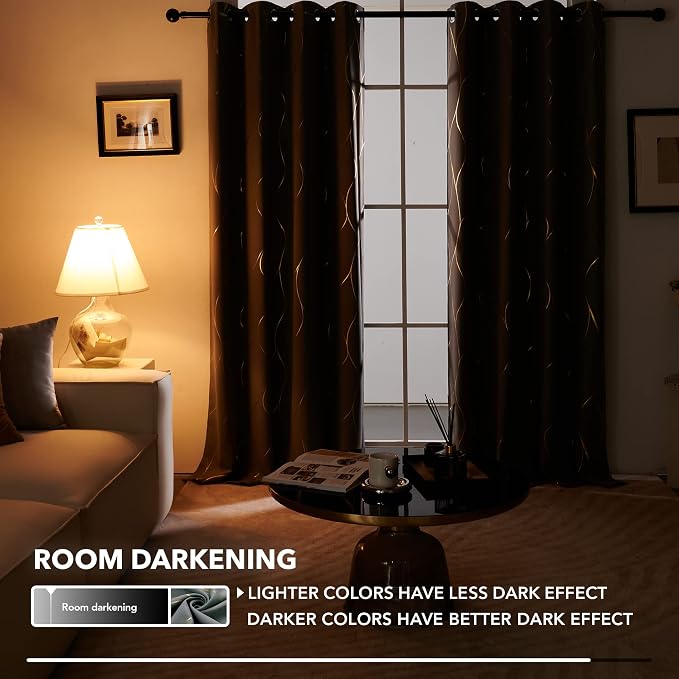 Deconovo Curtains for Living Room, Pattern Blackout Curtains 63 Inches Long | - Image 6
